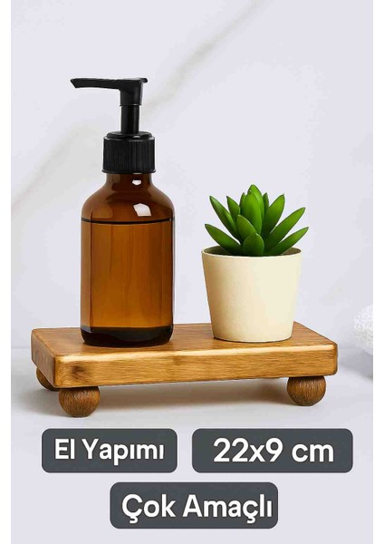 Doğal Ahşap Sabunluk ve Yağdanlık Altlığı | Dekoratif Ayaklı Stand 22X9 cm