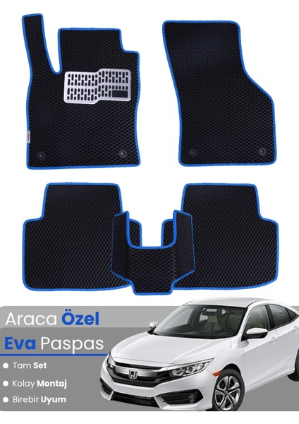 Honda Civic Fc5 (2016-2021) Uyumlu Eva Paspas Tam Set–araca Özel,su Geçirmez,kolay Montaj