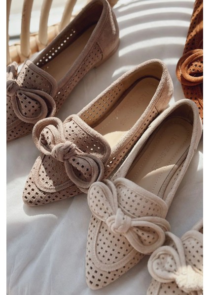 Landse Mat Deri Kurdele Detaylı Kadın Babet Camel fırsatları