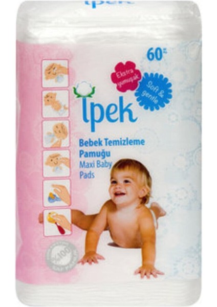 Ipek Maxi Bebek Temizleme Pamuğu 60 Lı 5 Paket