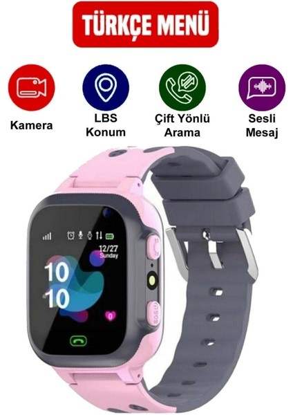 Pembe Çocuk Akıllı Saat Konum Takipli Lbs ve Sos Özellikli fiyatları