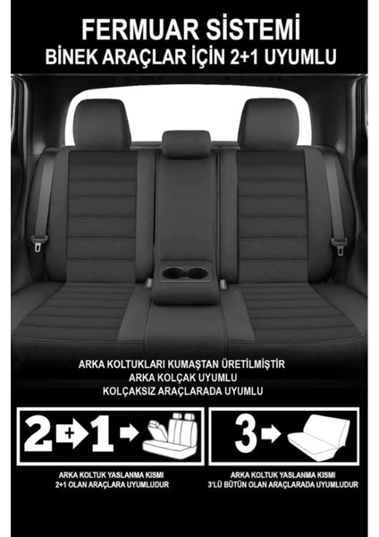 Toyota Aygo 2005–VE Sonrası Saren Serisi Oto Koltuk Kılıfı 5’li Set – Airbag & Kolçak Uyumlu, 3 Katman, Pike+Lakost+Deri Füme indirimleri
