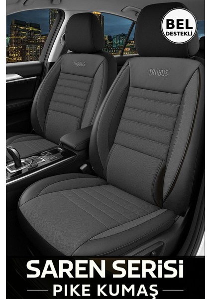 Volkswagen Lupo 1998–2005 Saren Serisi Oto Koltuk Kılıfı 5’li Set – Airbag & Kolçak Uyumlu, 3 Katman, Pike+Lakost+Deri Füme