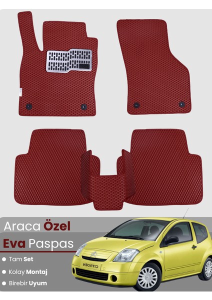 Citroen C2 (2002-2009) Uyumlu Eva Paspas Tam Set–araca Özel,su Geçirmez,hızlı ve Kolay Montaj