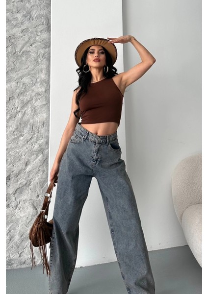 Baggy Kar Yıkama Eskitme Kahve Jeans Pantolon D2007 modelleri