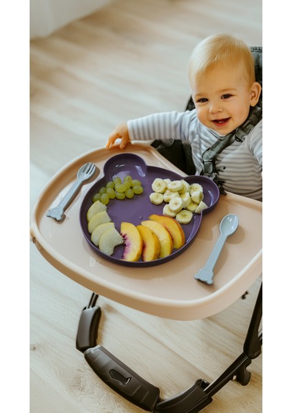 Mor Bebek Çocuk Alıştırma, Atıştırma Mama Tabağı Çatal Kaşık fiyatları