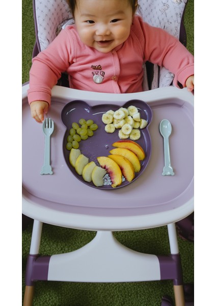 Mor Bebek Çocuk Alıştırma, Atıştırma Mama Tabağı Çatal Kaşık modelleri