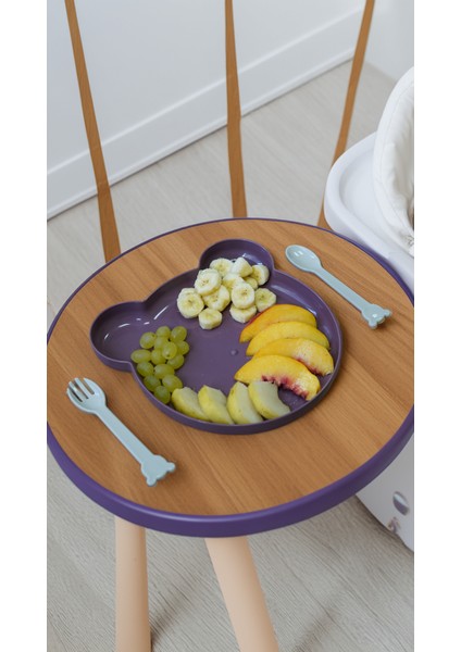 Mor Bebek Çocuk Alıştırma, Atıştırma Mama Tabağı Çatal Kaşık indirimleri