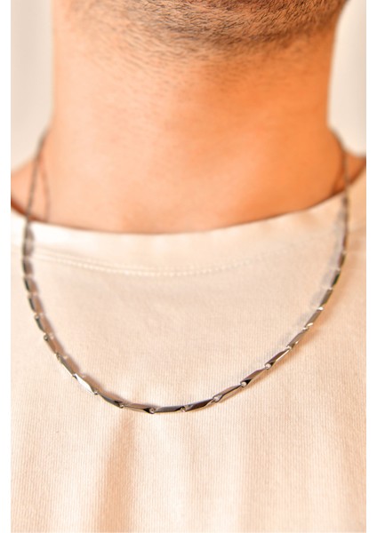 Kibrit Model Unisex Çelik Zincir Kolye 2 mm