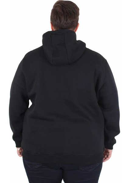 Büyük Beden Unisex Kapüşonlu 3ip Sweat 11701 Siyah