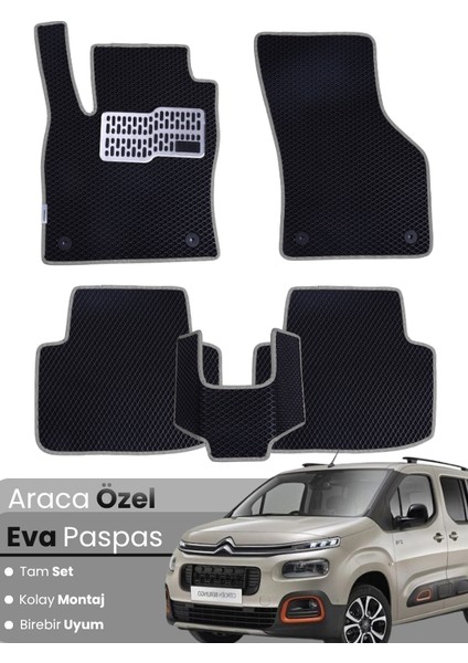 Citroen Berlingo (2018-2024) Uyumlu Eva Paspas Tam Set–araca Özel,su Geçirmez,kolay Montaj