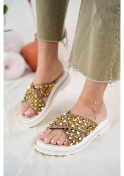 Sharone Anatomik Ortopedik Taşlı Günlük Kadın Terlik