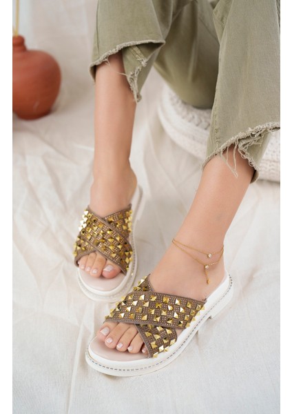 Sharone Anatomik Ortopedik Taşlı Günlük Kadın Terlik