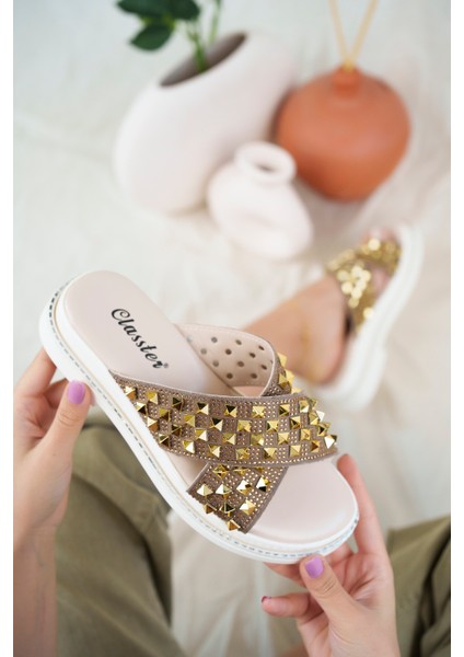 Sharone Anatomik Ortopedik Taşlı Günlük Kadın Terlik