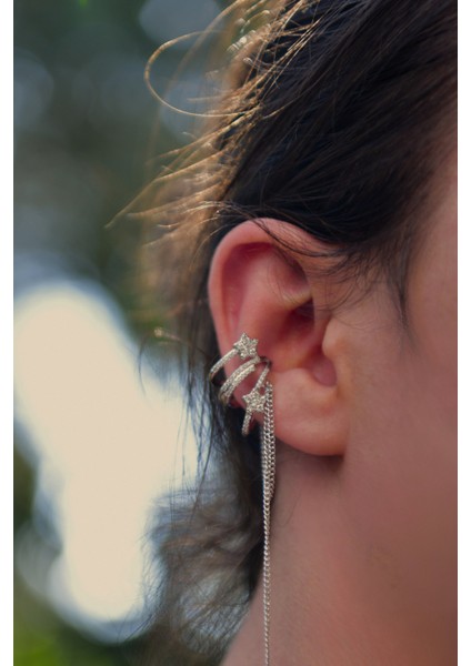 3 Sıralı Taşlı Yıldız Figürlü Sallantılı Earcuff fırsatları