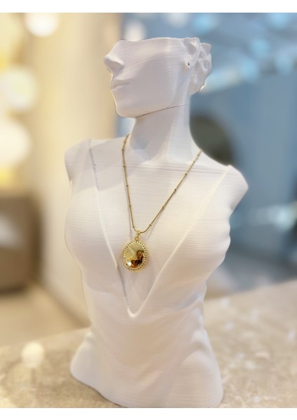 Alya Desenli Çelik Kararmaz Paslanmaz Tasarım Özel Zincirli Kolye 1 Adet fiyatları