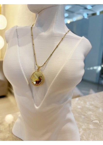 Alya Desenli Çelik Kararmaz Paslanmaz Tasarım Özel Zincirli Kolye 1 Adet modelleri