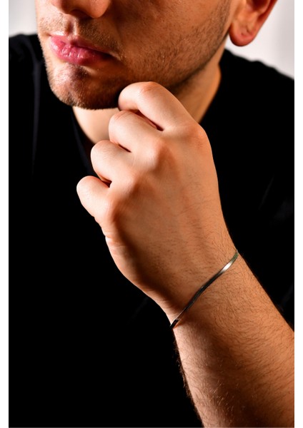 Italyan Ezme Model Unisex Çelik Zincir Bileklik 2mm