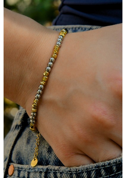 3'lü Küre Taşlı Dorika Model Kadın Çelik Bileklik indirimleri