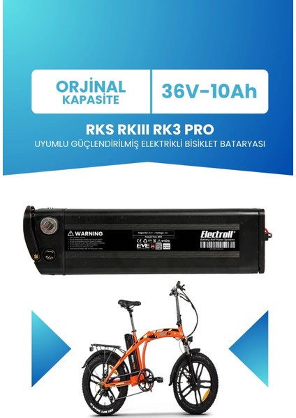 Rks Rkııı Rk3 Pro Uyumlu 36V 10AH Güçlendirilmiş Elektrikli Bisiklet Bataryası