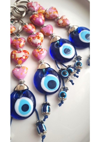 Hediyelik Pembe Kalpli Nazar Boncuklu Anahtarlık 17 cm indirimleri