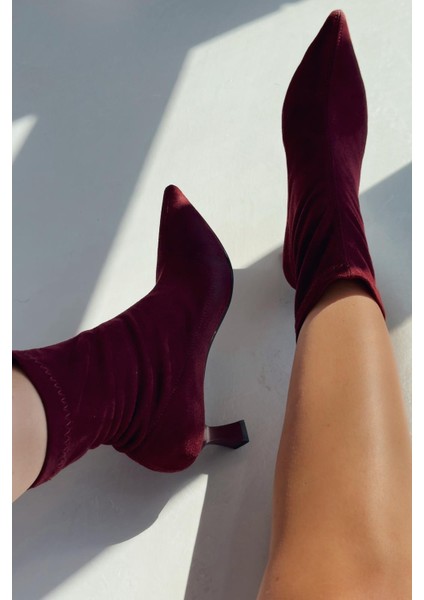 Loravo Süet Streç Topuklu Çorap Bot Bordo fiyatları