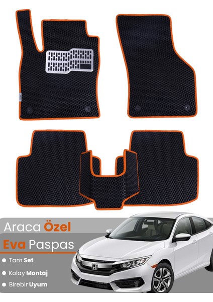 Honda Civic Fc5 (2016-2021) Uyumlu Eva Paspas Tam Set–araca Özel,su Geçirmez,kolay Montaj