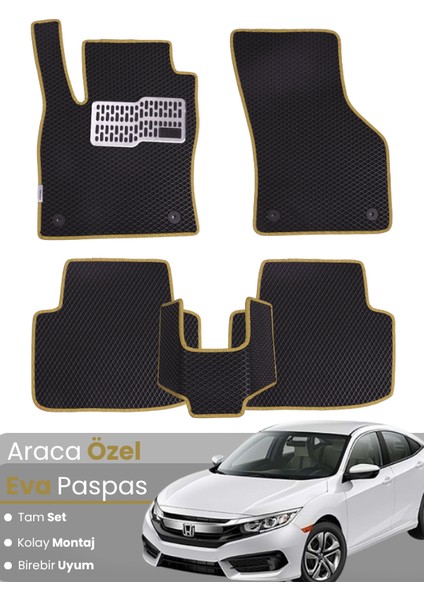 Honda Civic Fc5 (2016-2021) Uyumlu Eva Paspas Tam Set–araca Özel,su Geçirmez,kolay Montaj
