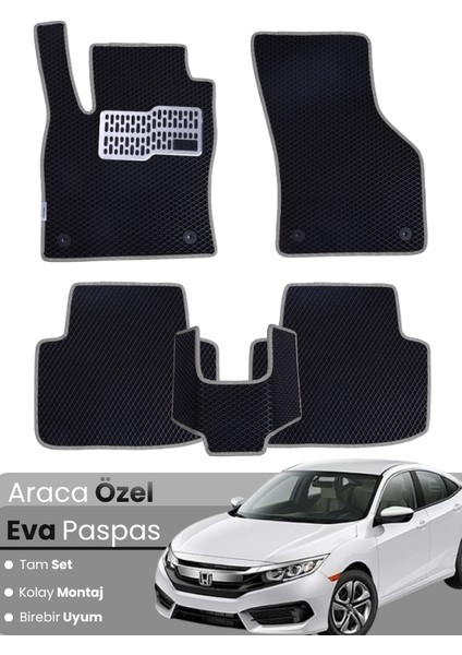 Honda Civic Fc5 (2016-2021) Uyumlu Eva Paspas Tam Set–araca Özel,su Geçirmez,kolay Montaj