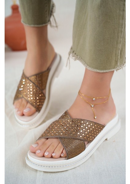 Sharone Anatomik Ortopedik Taşlı Günlük Kadın Terlik modelleri