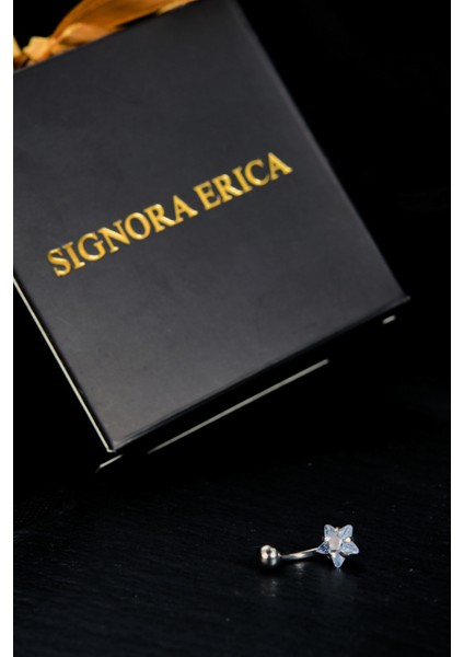 Bir Ucu Top Bir Ucu Yıldız Figürlü Zirkon Taşlı Göbek Piercing fiyatları