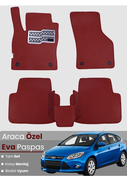 Ford-Focus 3 Hatchback (2011-2014) Uyumlu Eva Paspas Tam Set–araca Özel,su Geçirmez