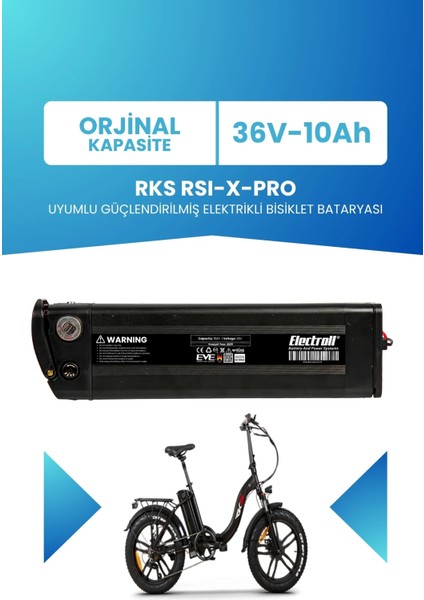 Rks Rsı-X-Pro Uyumlu 36V 10AH Güçlendirilmiş Elektrikli Bisiklet Bataryası