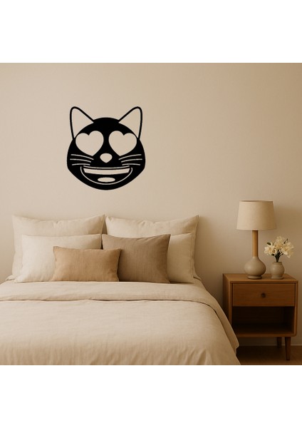 Aşık Kedi Yüzü Dekoratif Tablo - Mdf 3mm - BRF11235-1008