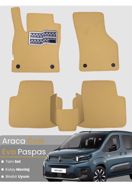 Citroen Berlingo (2024-2025) Uyumlu Eva Paspas Tam Set–araca Özel,su Geçirmez,kolay Montaj