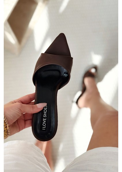 Yonspe Mat Deri Ince Topuklu Terlik Acıkahve fiyatları