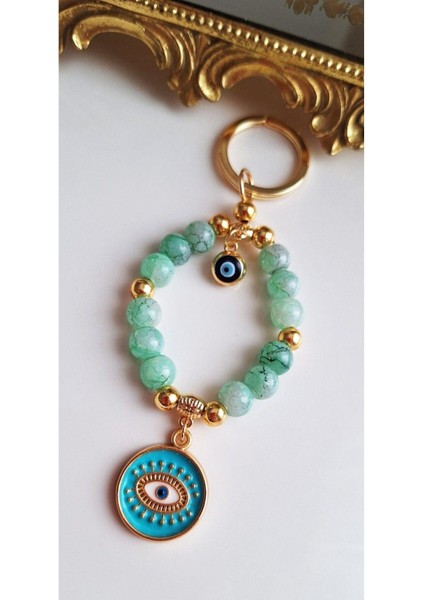Hediyelik Nazar Boncuklu Hareli Yeşil Şık Anahtarlık 11,5 cm fiyatları