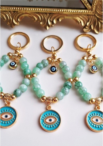 Hediyelik Nazar Boncuklu Hareli Yeşil Şık Anahtarlık 11,5 cm fırsatları