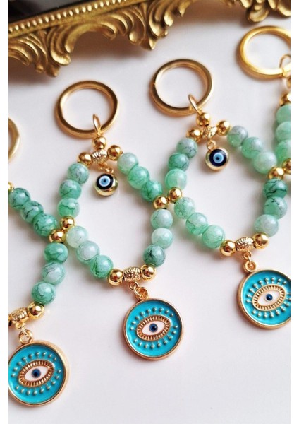 Hediyelik Nazar Boncuklu Hareli Yeşil Şık Anahtarlık 11,5 cm indirimleri