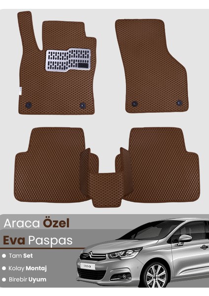 Citroen C4 (2011-2018) Uyumlu Eva Paspas Tam Set–araca Özel,su Geçirmez,hızlı ve Kolay Montaj