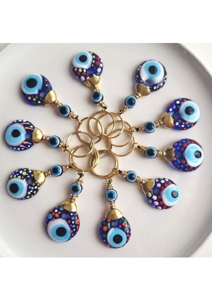 Öğretmenler Günü Hediyelik 10'lu Nazar Boncuklu Anahtarlık 9,5 cm