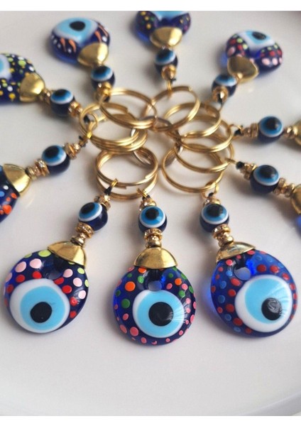 Öğretmenler Günü Hediyelik 10'lu Nazar Boncuklu Anahtarlık 9,5 cm fiyatları