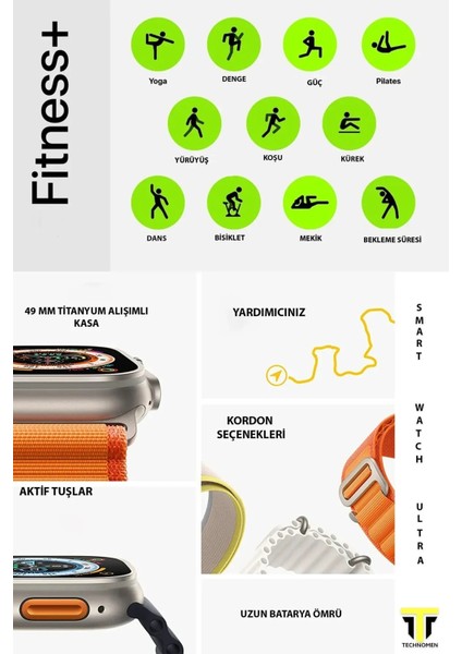 Gri Akıllı Saat Y60 Ultra Plus, 7 Kordon, Kulaklık, Kasa Koruma, Kırılmaz Cam fiyatları