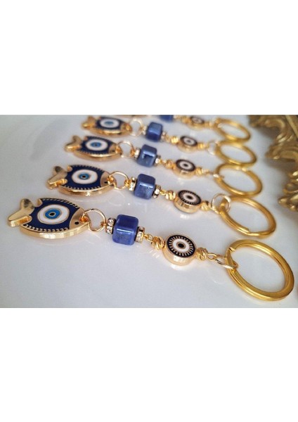 Yeni Yıl Hediyesi 5'li Nazar Boncuklu Şans Balık Anahtarlık - Yılbaşı Hediyesi fiyatları