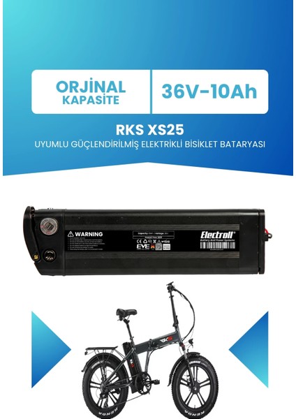 Rks XS25 Uyumlu 36V 10AH Güçlendirilmiş Elektrikli Bisiklet Bataryası