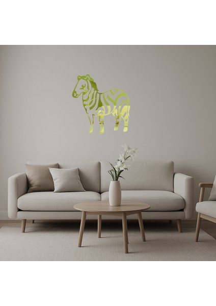 Zebra Desenli Dekoratif Altın Aynalı Tablo - BRF13334-5674