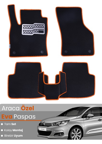 Citroen C4 (2011-2018) Uyumlu Eva Paspas Tam Set–araca Özel,su Geçirmez,hızlı ve Kolay Montaj