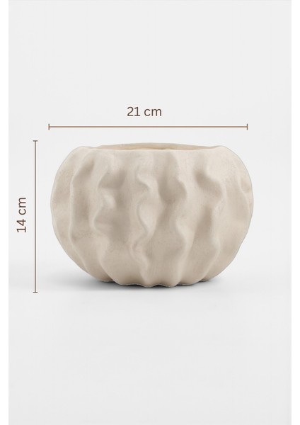 Tactus Oval Dalgalı Bej Seramik Dekoratif Vazo (21X14 Cm) indirimleri