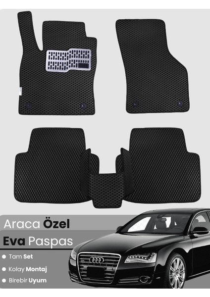 Audi A8 (2009-2017) Uyumlu Eva Paspas Tam Set–araca Özel,su Geçirmez,hızlı ve Kolay Montaj