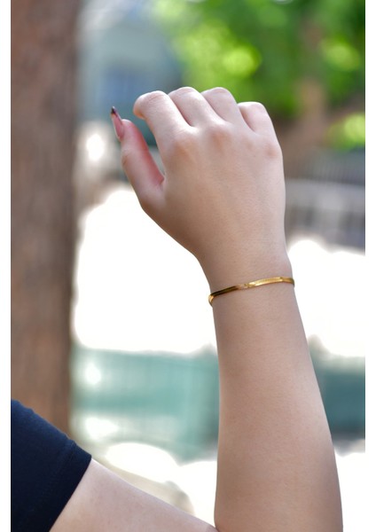 Italyan Ezme Model Unisex Çelik Zincir Bileklik 3 mm